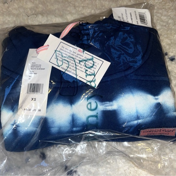 Vineyard Vines Tie Dye Shep Funnel Neck Pullover! Navy/Wh. XS NEW IN BAG W TAGS! - Picture 3 of 4